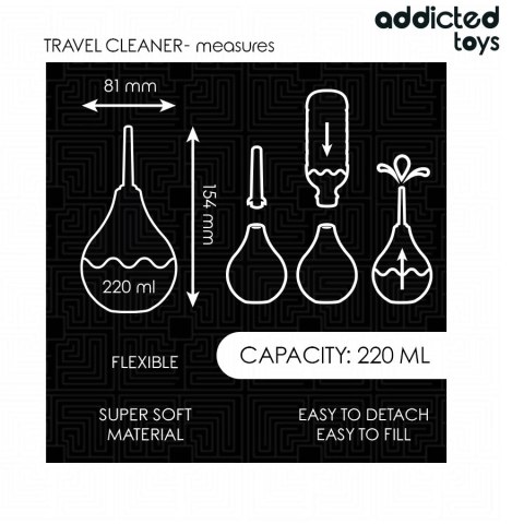 Addicted Toys Travel Cleaner L 220 ml - Duża gruszka higieniczna podrożna Addicted Toys Travel Cleaner L 220 ml - Duża gruszka higieniczna podrożna