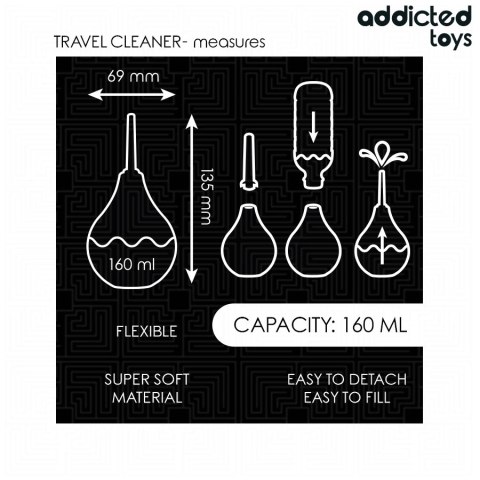 Addicted Toys Travel Cleaner M 160ml - przenośny irygator higieniczny Addicted Toys Travel Cleaner M 160ml - przenośny irygator higieniczny