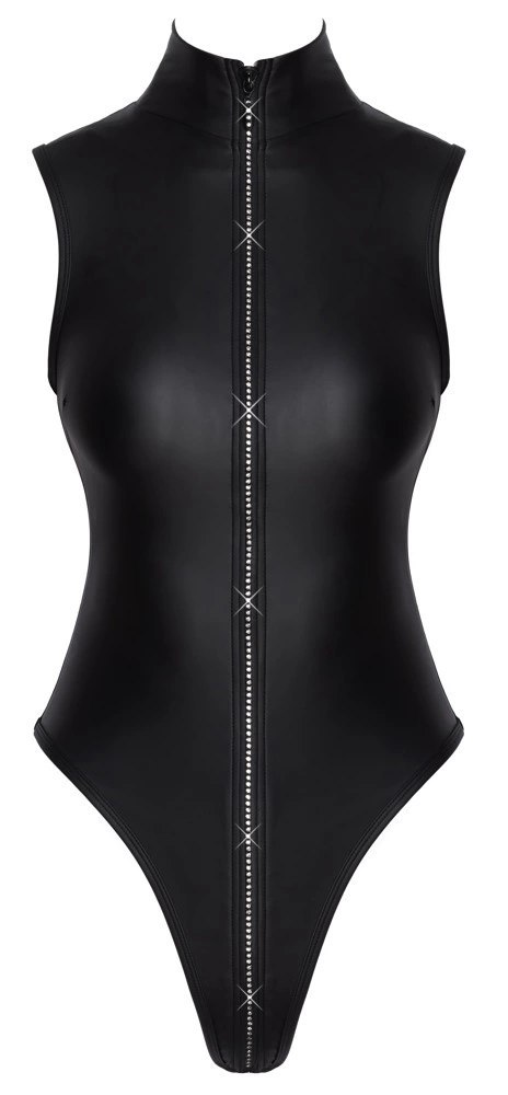 Cottelli PARTY Body Zip S Czarny Mat z Kryształkami, wysoki kroj Cottelli PARTY Body Zip S Czarny Mat z Kryształkami, wysoki kroj
