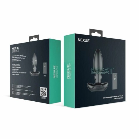 Nexus Beat - Wibrujący masażer analny z pilotem, silikonowy, czarny 11,2cm Nexus Beat - Wibrujący masażer analny z pilotem, silikonowy, czarny 11,2cm