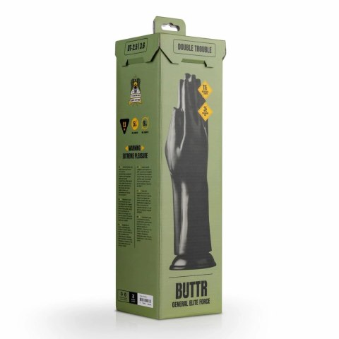 BUTTR Double Trouble Plug anatomiczny z przyssawką czarny XL BUTTR Double Trouble Plug anatomiczny z przyssawką czarny XL