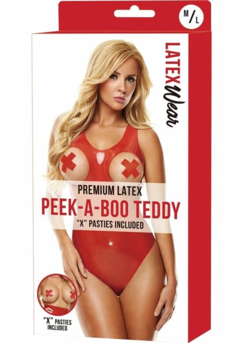 Latexwear Body damski z otwartą linią biustu, kolor czerwony S/M Latexwear Body damski z otwartą linią biustu, kolor czerwony S/M