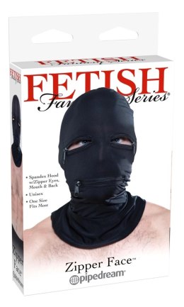 Fetish Fantasy Series kaptur na głowę z zamkami, czarny, uniwersalny