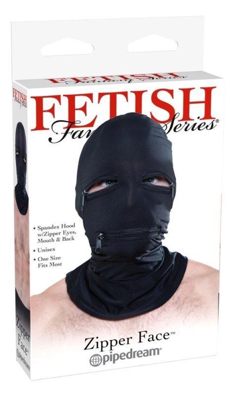 Fetish Fantasy Series kaptur na głowę z zamkami, czarny, uniwersalny Fetish Fantasy Series kaptur na głowę z zamkami, czarny, uniwersalny
