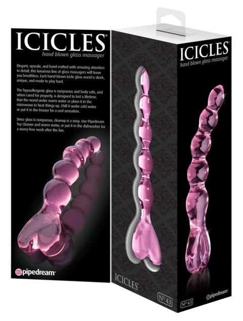 Icicles Model 24 szklany masażer kulkowy z sercem 20 cm Icicles Model 24 szklany masażer kulkowy z sercem 20 cm