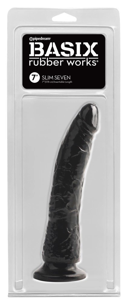Pipedream Basix Slim 7 Czarny - model anatomiczny z przyssawką 20,5 cm