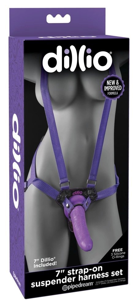 Pipedream Dillio Uprząż Strap-On z elementem PVC 19cm fioletowy Pipedream Dillio Uprząż Strap-On z elementem PVC 19cm fioletowy