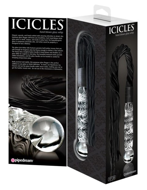 Pipedream Icicles No. 38 - szklany model z rączką i paskami, 63 cm Pipedream Icicles No. 38 - szklany model z rączką i paskami, 63 cm