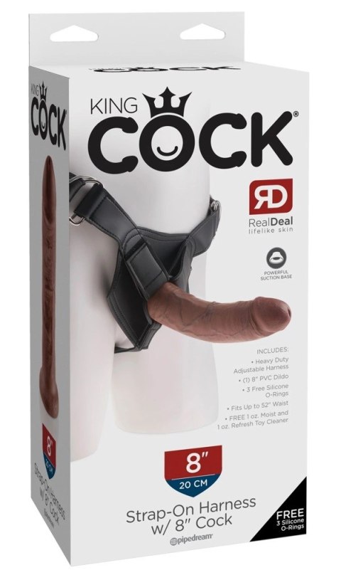 Pipedream King Cock Uprząż z nasadką 20 cm ciemna, system regulacji Pipedream King Cock Uprząż z nasadką 20 cm ciemna, system regulacji