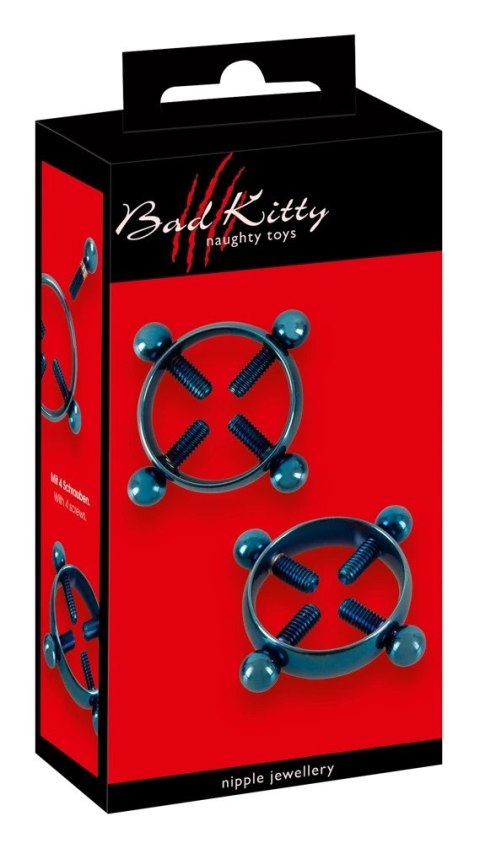 Bad Kitty Zaciski na sutki Blue Moon z 4 śrubami, stal nierdzewna