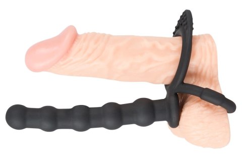Black Velvets silikonowy ring intymny z elementem analnym, czarny Black Velvets silikonowy ring intymny z elementem analnym, czarny