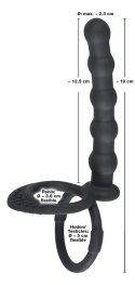 Black Velvets silikonowy ring intymny z elementem analnym, czarny