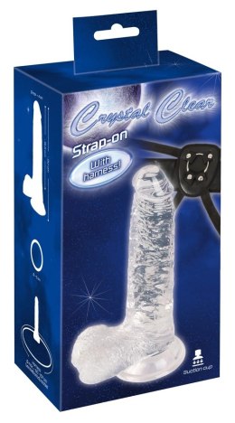 Crystal Clear Strap-On 20 cm - Transparentny model z regulowaną uprzężą