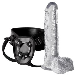 Crystal Clear Strap-On 20 cm - Transparentny model z regulowaną uprzężą