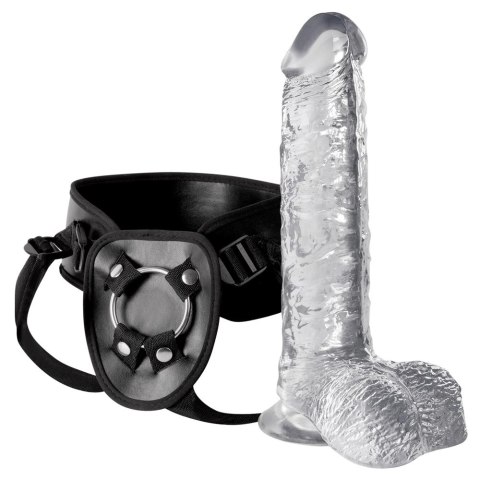 Crystal Clear Strap-On 20 cm - Transparentny model z regulowaną uprzężą Crystal Clear Strap-On 20 cm - Transparentny model z regulowaną uprzężą