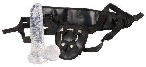 Crystal Clear Strap-On 20 cm - Transparentny model z regulowaną uprzężą Crystal Clear Strap-On 20 cm - Transparentny model z regulowaną uprzężą