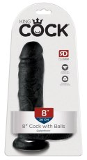 King Cock Model 20 cm Czarny - anatomiczny kształt, przyssawka