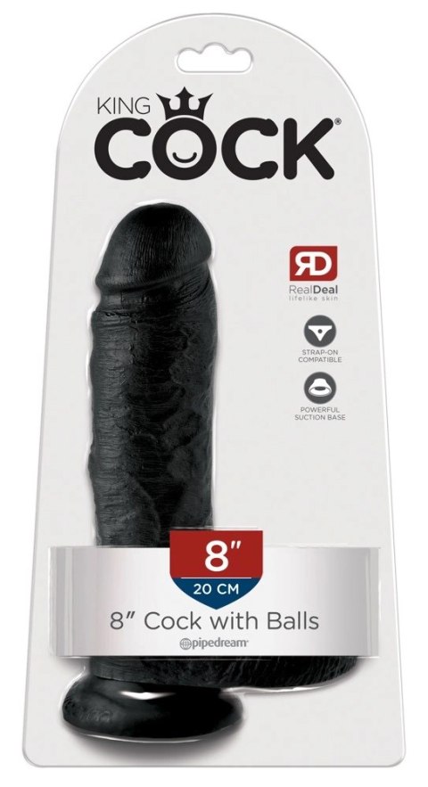 King Cock Model 20 cm Czarny - anatomiczny kształt, przyssawka