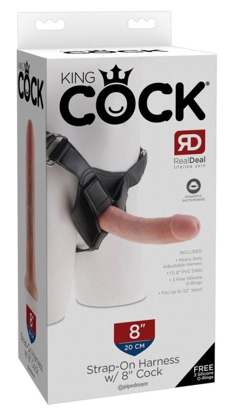 Pipedream King Cock Uprząż z wymiennym modelem 20 cm jasny beż Pipedream King Cock Uprząż z wymiennym modelem 20 cm jasny beż