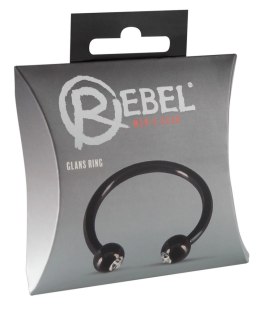 Rebel Stalowy Pierścień Otwarty 2 Kulki Czarny 2,8 cm O