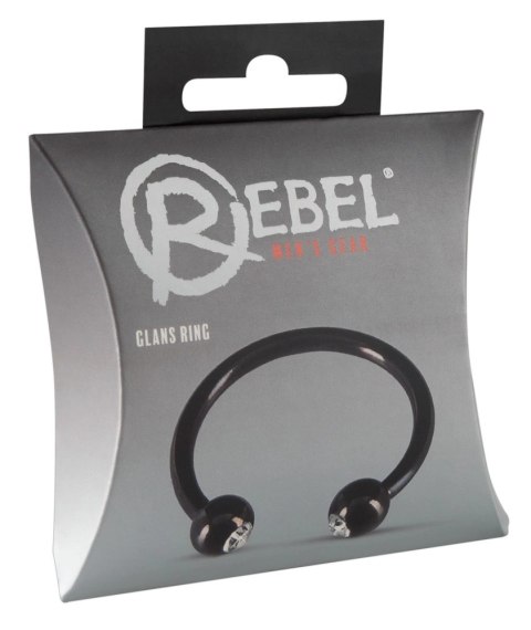 Rebel Stalowy Pierścień Otwarty 2 Kulki Czarny 2,8 cm O