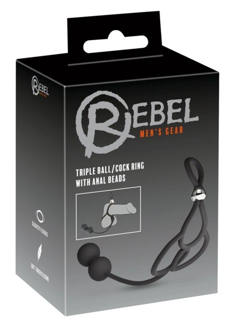Rebel Triple Ring System z kulkami - silikonowy, regulowany, czarny
