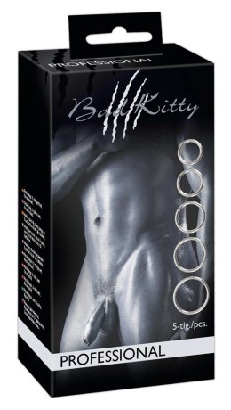 Bad Kitty Zestaw 5 Pierścieni Metalowych Srebrnych - Rożne Rozmiary
