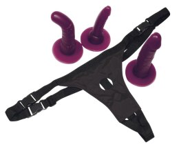Bad Kitty Zestaw Strap-on 3 wymienne końcowki fioletowe S-XL