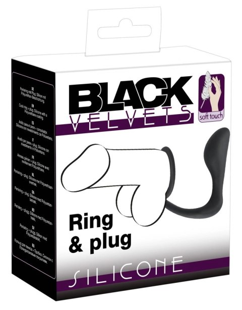 Black Velvets pierścień intymny z aplikatorem prostaty, silikonowy