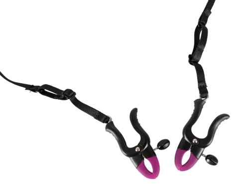 Bad Kitty Stringi czarne z zaciskami regulowanymi i koralikami 68 cm Bad Kitty Stringi czarne z zaciskami regulowanymi i koralikami 68 cm