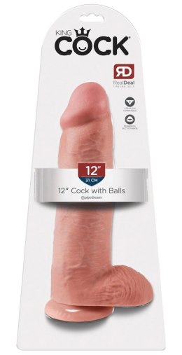 King Cock Model 30 cm z anatomiczną podstawą, kolor cielisty