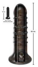 Rebel Nakładka Czarna z Otworem na Jądra i Rowkami 18 cm TPR