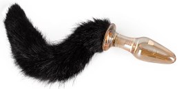 You2Toys Szklany korek z futrzanym ogonem czarnym 12 cm