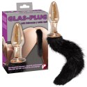 You2Toys Szklany korek z futrzanym ogonem czarnym 12 cm