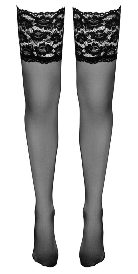 Cottelli LEGWEAR Pończochy czarne z szeroką koronką, mikrofibra, rozm. 4 Cottelli LEGWEAR Pończochy czarne z szeroką koronką, mikrofibra, rozm. 4