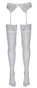 Cottelli Legwear Pończochy białe z szeroką koronką 20den Oeko-Tex