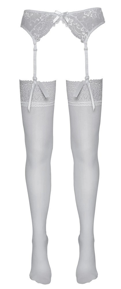 Cottelli Legwear Pończochy białe z szeroką koronką 20den Oeko-Tex Cottelli Legwear Pończochy białe z szeroką koronką 20den Oeko-Tex
