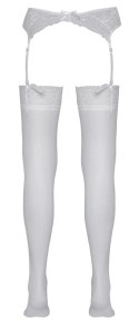 Cottelli Legwear Pończochy białe z szeroką koronką 20den Oeko-Tex