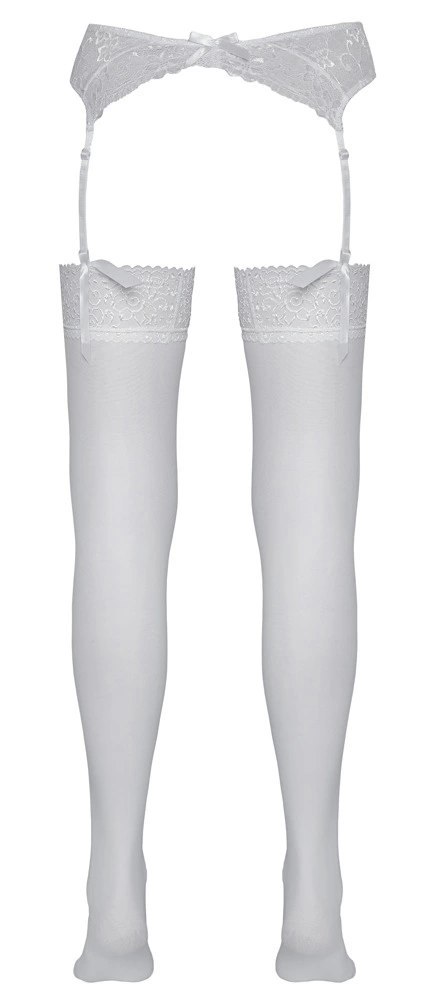 Cottelli Legwear Pończochy białe z szeroką koronką 20den Oeko-Tex Cottelli Legwear Pończochy białe z szeroką koronką 20den Oeko-Tex