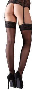 Cottelli Legwear Pończochy czarne z koronką, klasyczne, rozmiar 5