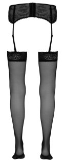Cottelli Legwear Pończochy czarne z koronką, klasyczne, rozmiar 5