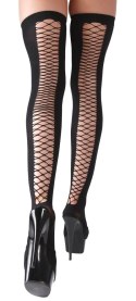 Cottelli Legwear Pończochy czarne z siateczką z tyłu M/L