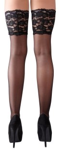 Cottelli Legwear Pończochy czarne z szeroką koronką mikrofibra rozmiar 2