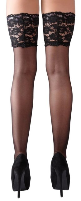 Cottelli Legwear Pończochy czarne z szeroką koronką mikrofibra rozmiar 2