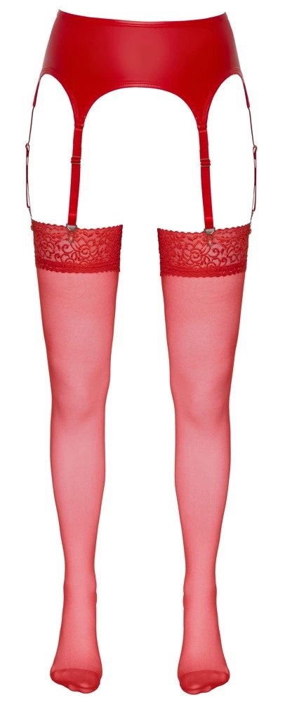 Cottelli Legwear Pończochy czerwone z szeroką koronką 20 den Cottelli Legwear Pończochy czerwone z szeroką koronką 20 den
