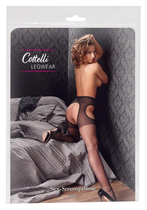 Cottelli Legwear czarne rajstopy z pasem koronkowym S/M Cottelli Legwear czarne rajstopy z pasem koronkowym S/M