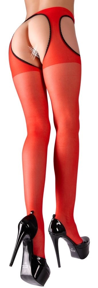 Cottelli Legwear rajstopy z pasem do pończoch czerwone S/M Cottelli Legwear rajstopy z pasem do pończoch czerwone S/M