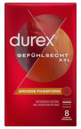 Durex Gefuhlsecht XXL 8szt - Duże prezerwatywy silikonowe, 60 mm