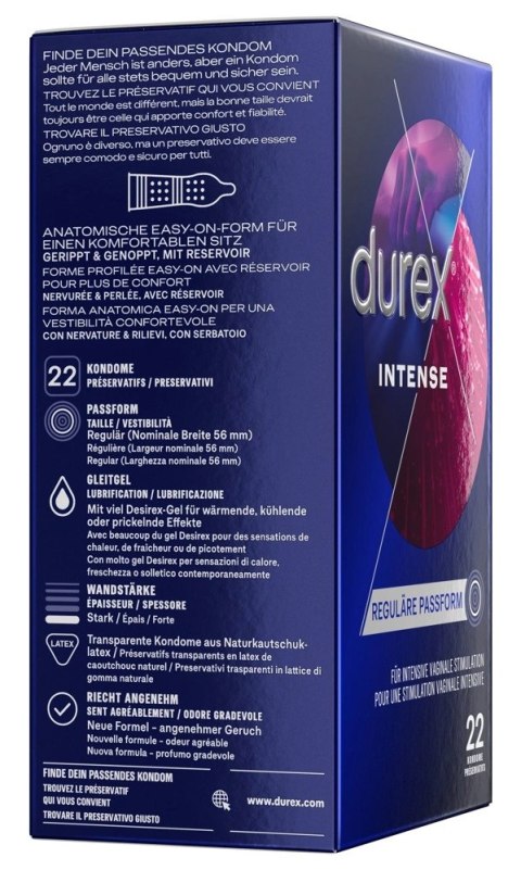 Durex Intense Orgasmic 22 szt. prążkowane miętowe prezerwatywy Durex Intense Orgasmic 22 szt. prążkowane miętowe prezerwatywy