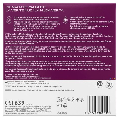 Durex Love Mix 40 szt. - Zestaw 5 rodzajow, rożnorodne prezerwatywy Durex Love Mix 40 szt. - Zestaw 5 rodzajow, rożnorodne prezerwatywy